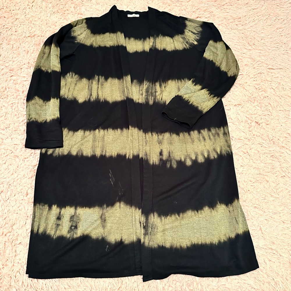 XL Long Open Front Cardigan - Tye Dye